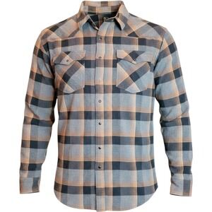 Noble Outfitters Flannel Shirt Mens‎ XXL Grey Orange Plaid Good Western Snap